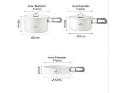 Набор посуды туристический 3 предмета, керамическое покрытие Naturehike CNK2450CF013-36W