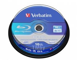 BD-R 50ГБ 6x Verbatim двухслойный, колба 10 дисков, арт.43746