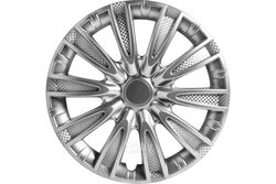 Колпак колесный 2 шт, для защиты колесных штампованных дисков, 15 дюймов, модель Торнадо, цвет серебристый, карбон AIRLINE AWCC-15-06