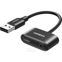 Аудио конвертер UGREEN USB Audio Converter USB-A to USB-C with 3.5mm Headphone Jack CM397 Black (80897)