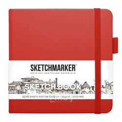 Скетчбук 12*12 см, 140 г/м2, 80 л., красный Sketchmarker 2314202SM