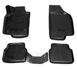 Комплект резиновых автомобильных ковриков для VW Tiguan (07-16), высокие бортики, не имеют неприятного запаха, полимер ТЭП, повторяют форму пола авто(3D сканирование), черные, 4 шт AIRLINE ACM-PS-91