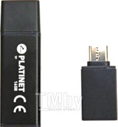 Usb flash накопитель Platinet Pendrive USB 3.0 X-Depo 16GB + Type-C Adapter Black / PMFEC316B