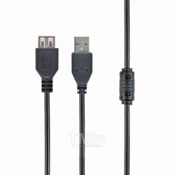 Кабель USB2.0 AM-AF 1.8м Cablexpert экран феррит.кольцо черный CCF-USB2-AMAF-6