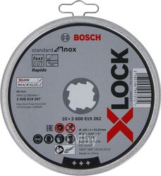 Круг отрезной 125х1.0x22.2 мм для нерж. стали X-LOCK Standard BOSCH (10 шт.) (прямой)