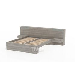 Двуспальная кровать 3Dom Фореста РС001 (дуб бардолино серый/голубой горизонт)