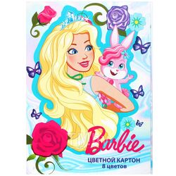 Картон цветной А4 8л. 8цв. "Barbie" в папке Centrum 90152