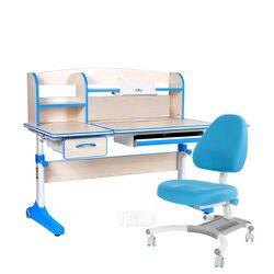 Парта+стул Anatomica Uniqa Armata Duos с надстройкой, подставкой для книг (клен/голубой/голубой)
