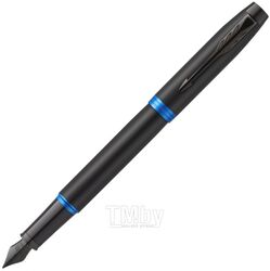 Ручка перьевая M "IM Vibrant Rings F315 Marine Blue PVD" метал., подарочн. упак., черный/синий, патрон синий Parker 2172859