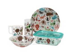 Набор посуды стеклянной "eat & learn" 5 пр.: салатник, тарелка, кружка, стакан, контейнер Luminarc V1367