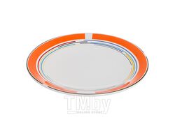 Тарелка десертная керамическая, 199 мм, круглая, серия Самсун, оранжевая полоска, PERFECTO LINEA