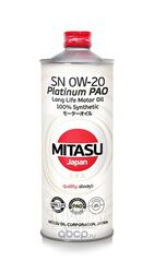 Моторное масло MITASU 0W20 1L PLATINUM PAO (SN API SN CF ACEA C5 MB 229.71 VW 508(509) BMW LL17 FE+) MJ-110-1