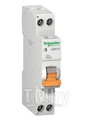 Дифференциальный автоматический выключатель Домовой АД63 K 1П+Н 16A 30MA 4,5кА C АС Schneider Electric 12522