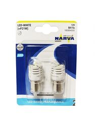 Комплект светодиодных ламп блистер 2шт LED 12V P21W 1,9W BA15s холодный белый свет NARVA 18089