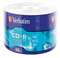 Оптический диск CD-R 700Mb Verbatim DL Extra Protection 52x в пленке 50 шт. 043787