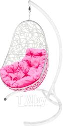 Кресло подвесное M-Group Овал / 11140108 (белый ротанг/розовая подушка)