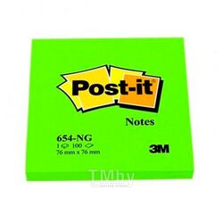 Бумага для заметок на клейкой основе 76*76 мм "Post-it Notes" 100 л., зеленый неон 3M 3M-70007028023