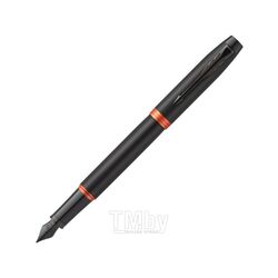 Ручка перьевая M "IM Vibrant Rings F315 Flame Orange PVD" метал., подарочн. упак., черный/оранжевый, патрон синий Parker 2172944