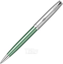 Ручка шарик/автомат "Sonnet Essential SB K545 LaqGreen CT" 1 мм, метал., подарочн. упак., серебристый/зеленый, стерж. черный Parker 2169365