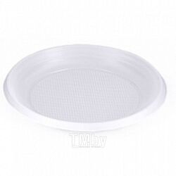 Пластиковая тарелка десертная одноразовая 16,5 см, 100 шт., стандарт, белый ИнтроПластика