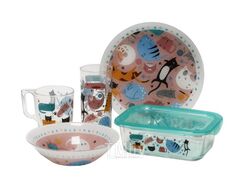 Набор посуды стеклянной "kitty world" 5 пр.: салатник, тарелка, кружка, стакан, контейнер Luminarc V1369