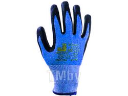 Перчатки с нитриловым покрытием, антипорезные, 5 класс, р-р 10/XL, синие, JetaSafety (Защ.перчатки, стойкие к порезам (5 уровень) нитрил.покрутие, цве