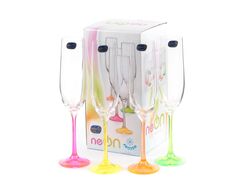 Набор бокалов для шампанского стеклянных "Neon" 4 шт. 190 мл Crystalex
