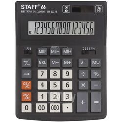 Калькулятор настольный 16 pазр. "Staff Plus STF-333" двойное питание Brauberg 250417