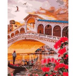 Набор для рисования по номерам, картина 41х50 см "Мост Риальто" (основа на карт, краски, кисть) LORI Кпн-211
