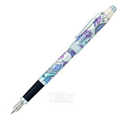 Ручка перьевая F "Botanica Purple Orchid" метал., подарочн. упак., сиреневый/серебристый, патрон черный 2 шт. Cross AT0646-2FS