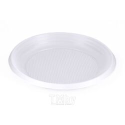 Пластиковая тарелка столовая одноразовая 20,5 см, 100 шт., стандарт, белый ИнтроПластика