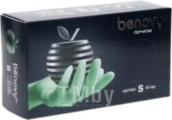 Перчатки одноразовые Benovy Медицинские нитриловые нестерильные / ME6GG38683 (М, 100шт, зеленый)