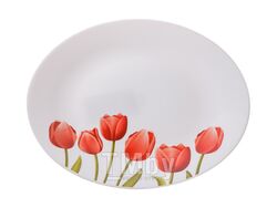 Тарелка обеденная стеклокерамическая, 267 мм, круглая, серия Сад тюльпанов, DIVA LA OPALA (Collection Ivory)