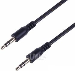 Аудио кабель AUX 3.5 мм в тканевой оплетке 1 м черный REXANT