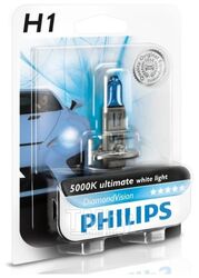 Лампа галогенная блистер 1шт H1 12V 55W P14,5S DIAMOND VISION (5000K, максимально яркий белый свет) Philips 12258DVB1