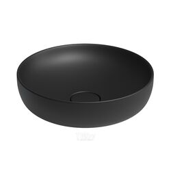 Накладная раковина Wellsee Chalice Perfection 150602000 (42*42 см, круглая, без отверстия под смеситель, керамический клапан, матовый черный)