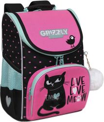 Школьный рюкзак Grizzly RAm-384-1 (черный/розовый)