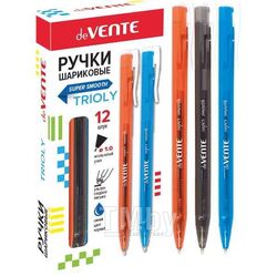 Ручка шариковая d=1 мм "Trioly", цветной полупрозр. трехгран. корп., маслян.чернила, синяя deVente 5070700