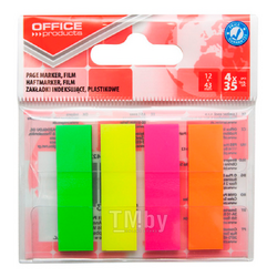 Закладки пласт. 12*43 мм, 4 цв.*35 шт., ассорти неон Office Products 14223934-99