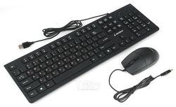 Клавиатура+Мышь KBS-9050 Gembird (клавиатура 104 клавиши, красная кириллица, кабель 1,5м + мышь 2 клавиши + колесо с нажатием, 1000DPI, кабель 1,5м, черная)
