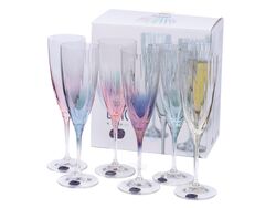 Набор бокалов для шампанского стеклянных декор. "Kate optic" 6 шт. 220 мл (арт. 40796/D4882/22/220)