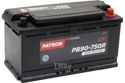 Аккумулятор PATRON POWER 12V 90AH 750A ETN 0(R+) B13 353x175x190mm 20,1kg PATRON PB90-750R