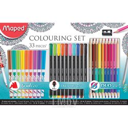 Набор для рисования "Graph Peps Coloring Set", 33 предмета (Фломастеры 10 шт,капиллярные ручки 10 шт+двусторонние карандаши) Maped 897417
