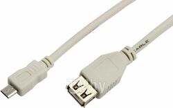 Кабель micro USB (male) штекер - USB-A (female) гнездо, 0,2 м, белый REXANT