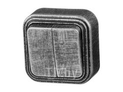 Выключатель 2 клав. (открытый, до 6А) серебро, Стандарт, Юпитер (VA 56-232 ЧС) (ЮПИТЕР)
