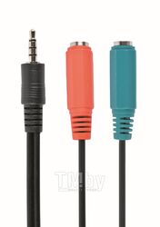 Кабель Cablexpert аудио адаптер 0.2м 3.5 джек 4pin (F)/3.5 джек науш (F)+ 3.5 микр (F) CCA-417