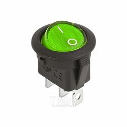Выключатель клавишный круглый 12V 20А (3с) ON-OFF зеленый с подсветкой (RWB-214) 10шт REXANT 36-2588