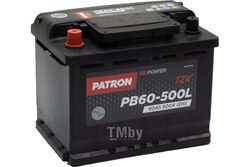 Аккумулятор PATRON POWER 12V 60AH 500A ETN 1(L+) B13 242x175x190mm 13,5kg PATRON PB60-500L