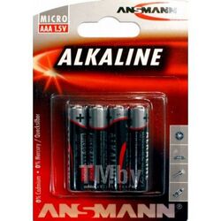 Батарейка Alkaline-red-1.5V-AAA-BL4 блистер (LR03) ANSMANN 5015553