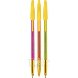 Ручка шариковая d=0.5 мм "Summer", неоновый корпус, полупрозр.держатель, синий, deVente 5073412
